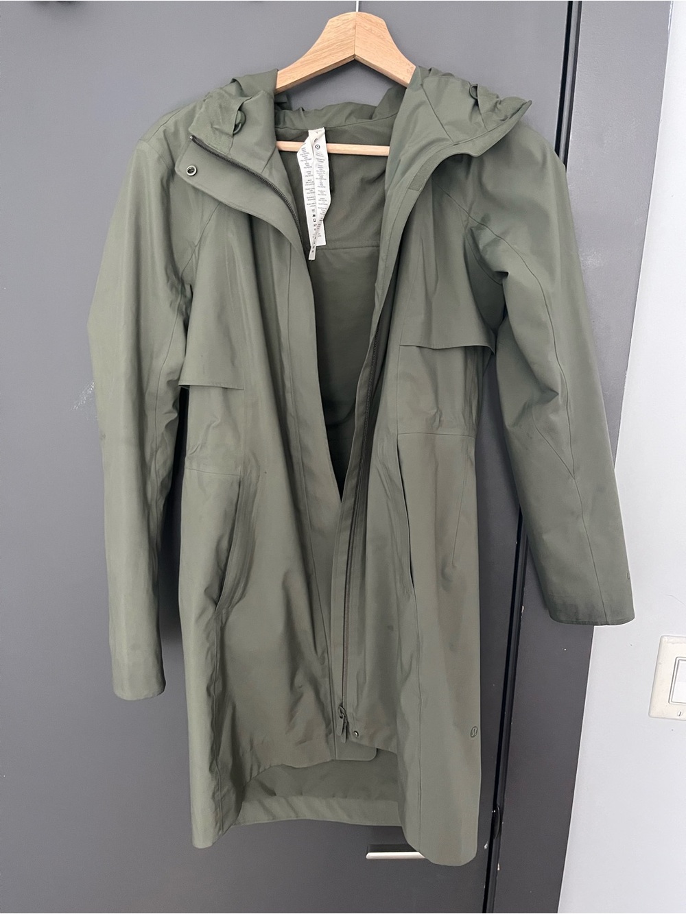 lululemon athletica Olive Green Hooded Trench Coat